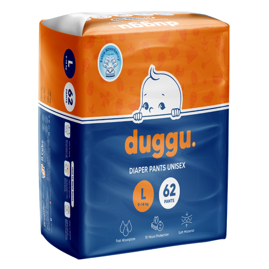 Duggu Baby Diapers Pants | 9-14 Kg | Large | Pack 1 | 62 Pieces