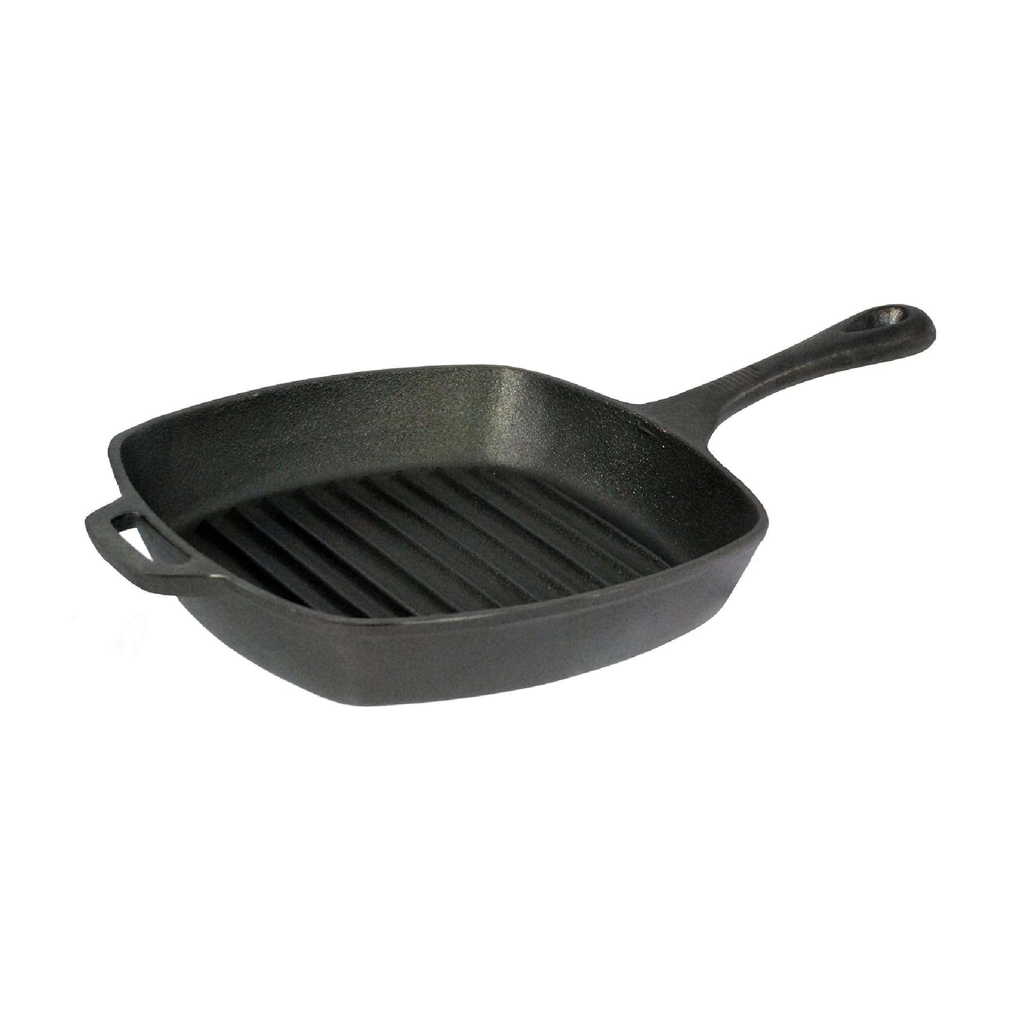 Buckingham Black Pre-Seasoned Cast Iron Square Grill Pan Heavy Duty Skillet For Healthy Cooking Oven Safe Induction Compatible Indoor & Outdoor Use