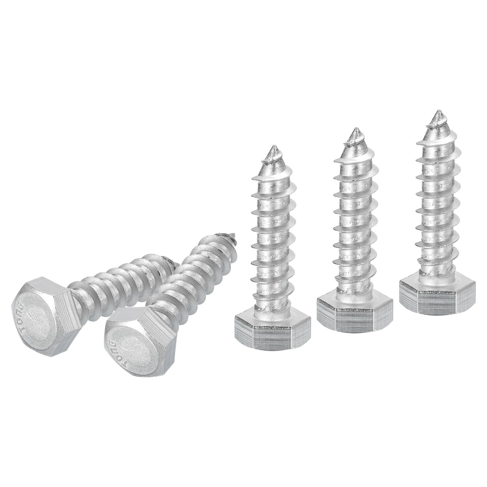 DTGN 3/8" x 1-1/2" Hex Lag Bolts - 10 Pack - for Woodworking, Furniture - 304 Stainless Steel Full Thread Hexagon Head Lag Screws for Wood - Silver