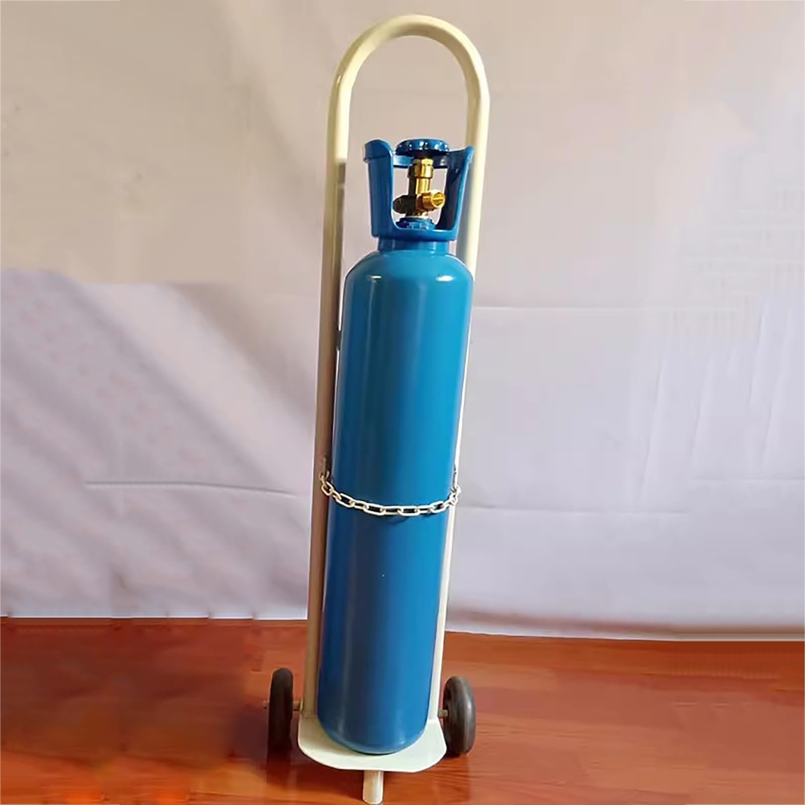 GLJTUO Portable Oxygen Tank Holder with Wheels, Compact Gas Cylinder Cart for 15L Medical/Household Single Tank, Lightweight Oxygen Carrier Rack,2-White