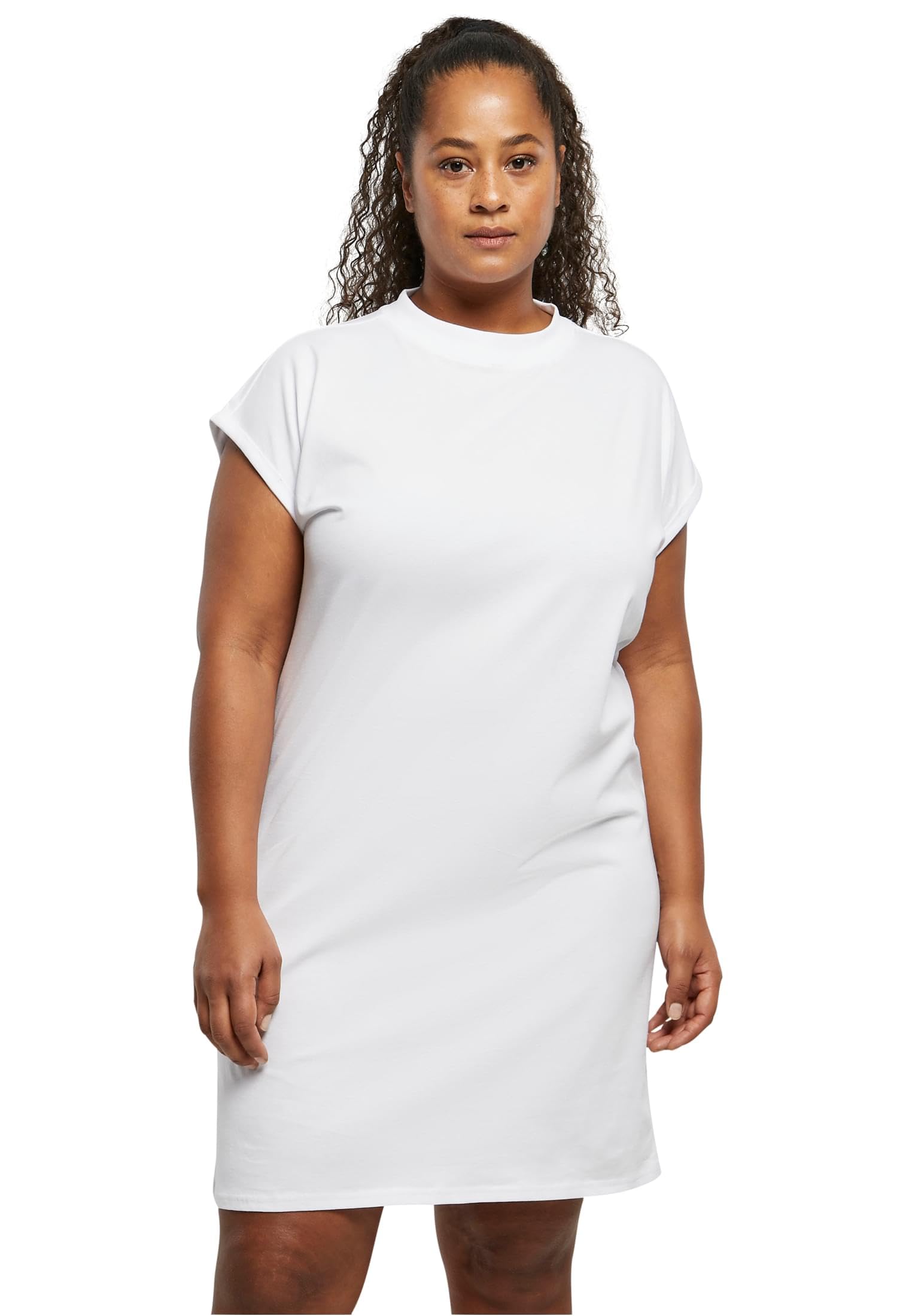 Urban Classics Women's Ladies Turtle Extended Shoulder Dress Dress, White,