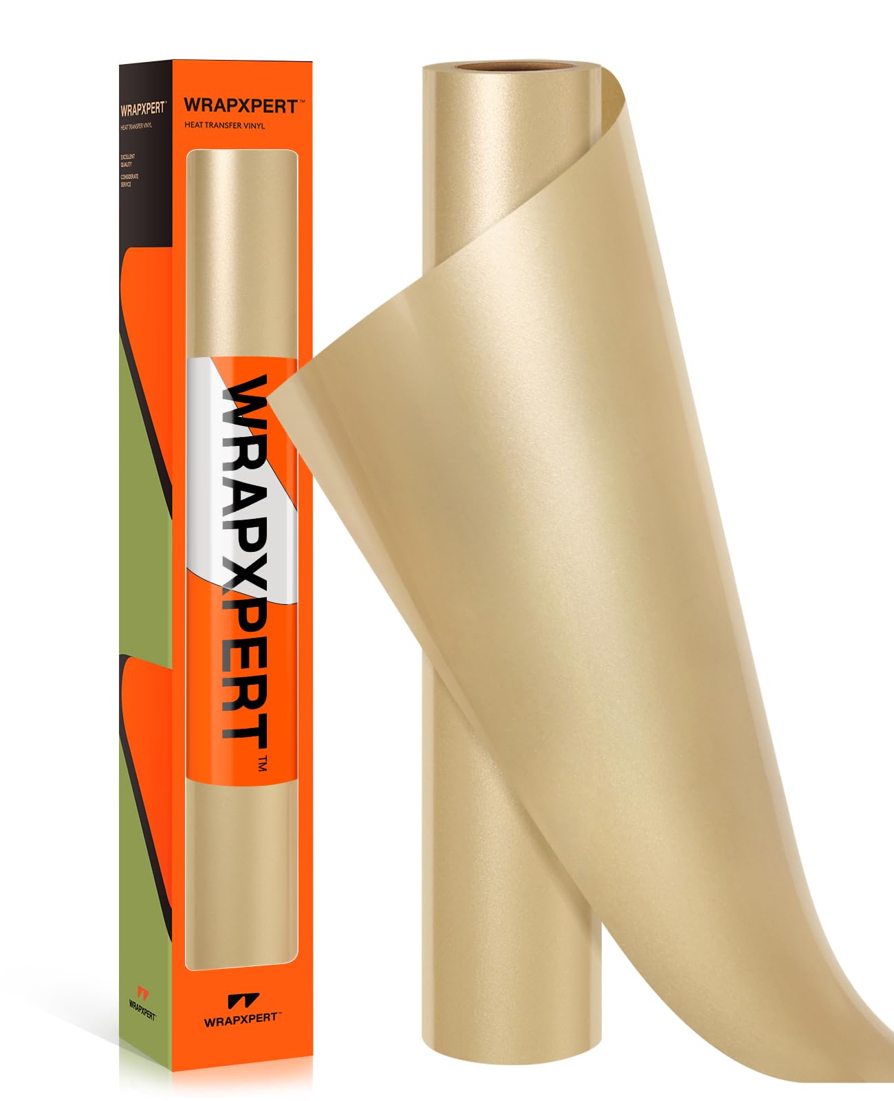WRAPXPERT Champagne HTV Heat Transfer Vinyl Roll,12''x5ft Champagne Gold Iron on Vinyl, Heat Press Vinyl for T-Shirts,Fabrics,Easy to Weed & Cut