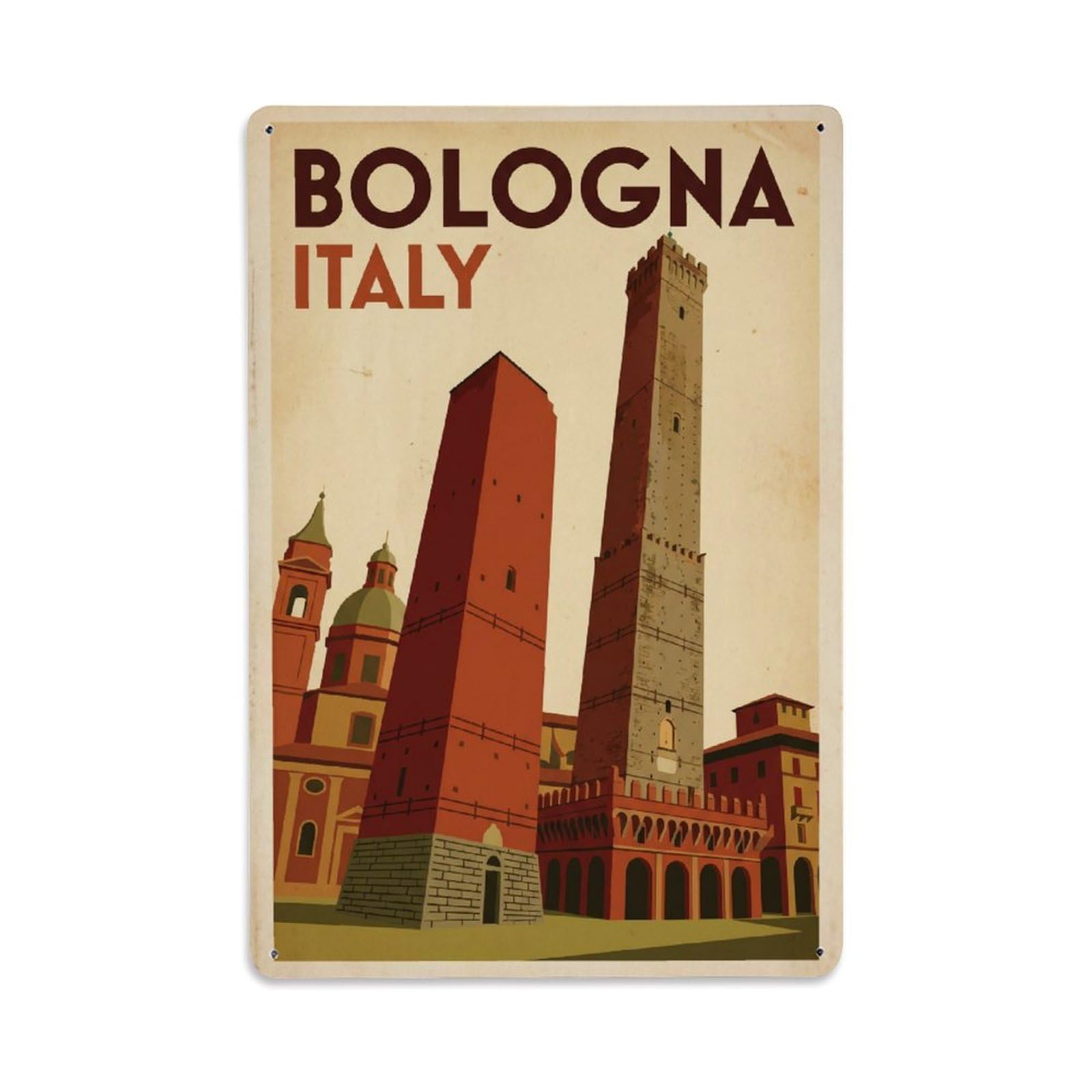 Retro Travel Italy Bologna Metal Tin Sign