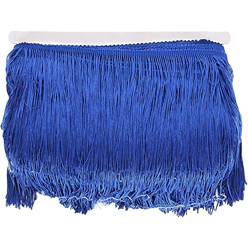 55 Yards Royal Blue Sewing Fringe Trim 6 Inch Wide Tassel Trim Polyester Yarn Fabric Trim For Clothes Accessories Latin Wedding Dress Diy Lamp Shade Decoration #TOP4