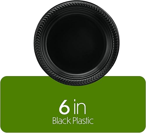 Miniatura 6 de PLASTICPRO 400 platos de plástico negro ligeros de 6 pulgadas, platos negros desechables para fiestas y bodas