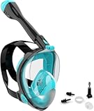 Full Face Snorkel Mask&comma; Diving Mask for Kids and Adults&comma;180° Panoramic View Snorkel Mask with Camera Mount&comma; Safe Breathing&comma; Anti-Leak&Anti-Fog