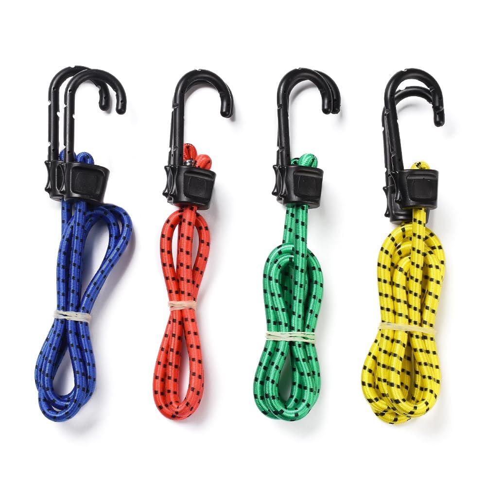 JSCARLIFE Corda elastica per saltare con gancio, corde elastiche resistenti e fissaggi per esterni, cinghia per bagagli per biciclette, camper, carrello da pesca (18)