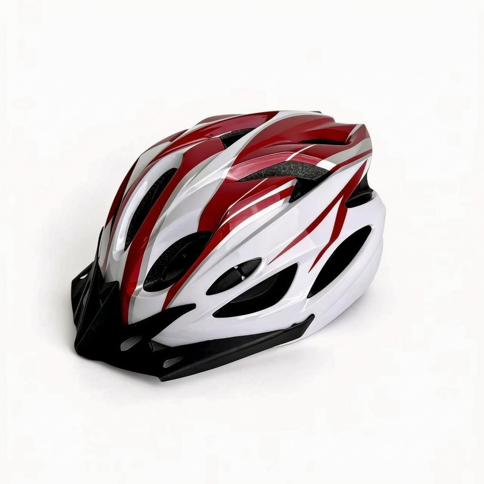 Unibody Molded Helmet Lightweight Bike Helmet with Chin Guard Aerodynamic for Cyclists, Commuters, Commuting, Mountain Biking Red White-image-6