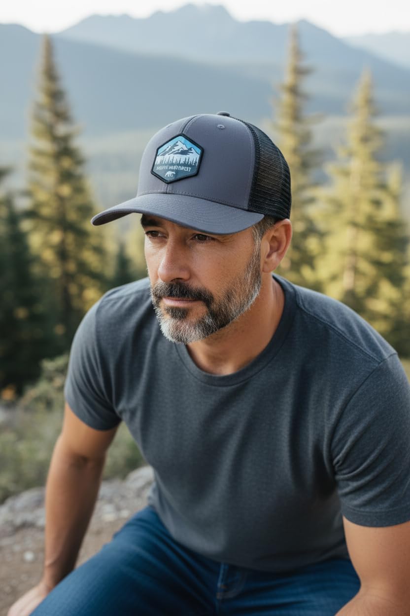Pacific Northwest Trucker Hat w/mesh Backing and Pacific Northwest Woven Patch