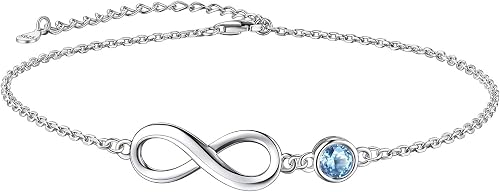Suplight Tobillera Plata de Ley 925 Mujer Infinito Pulsera Infinito Tobillera Pi