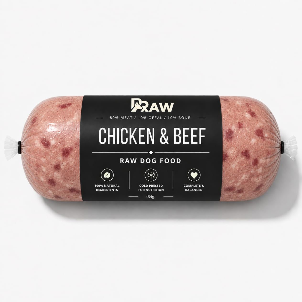 Prime Raw Mixed Frozen BARF Dog Food - 454g Rolls - Variety Flavours – Box of 10, 20, 30 Rolls - Premium Natural Barf Diet - High-Protein, Grain-Free & Nutrient-Rich (20, Chicken & Beef)