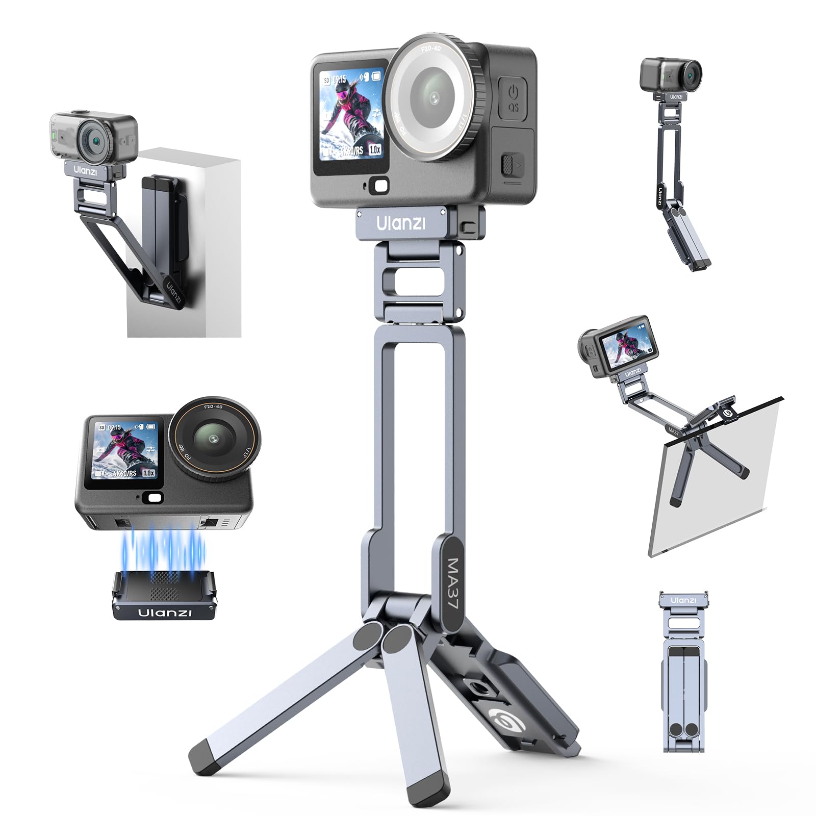 ULANZI MA37 Quick Release Mini Tripod Compatible with DJI Osmo Action 6 & Action Nano, New-Gen Magnetic Quick-Lock Tabletop Tripod with 1/4-20 Cold Shoe, Aluminum Vlog Selfie Stick for Action Cameras-picture-19