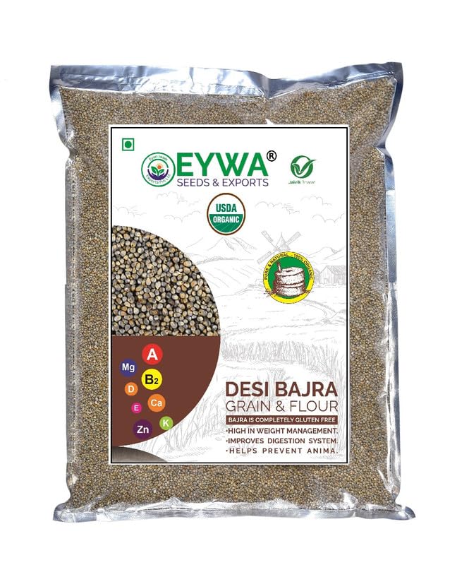 Image of Eywa Organic Bajra whole Garains (2 KG) for eating and cooking | Pearl millet grains | Produce of India from Organic Farms
