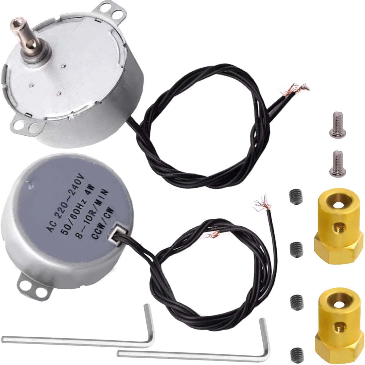 2 pezzi TYC50 Motore sincrono 8-10RPM AC220~240V 50/60Hz CW/CCW 4W Motore a ingranaggi rotanti a magnete permanente con connettore di accoppiamento flessibile da 7 mm, per DIY