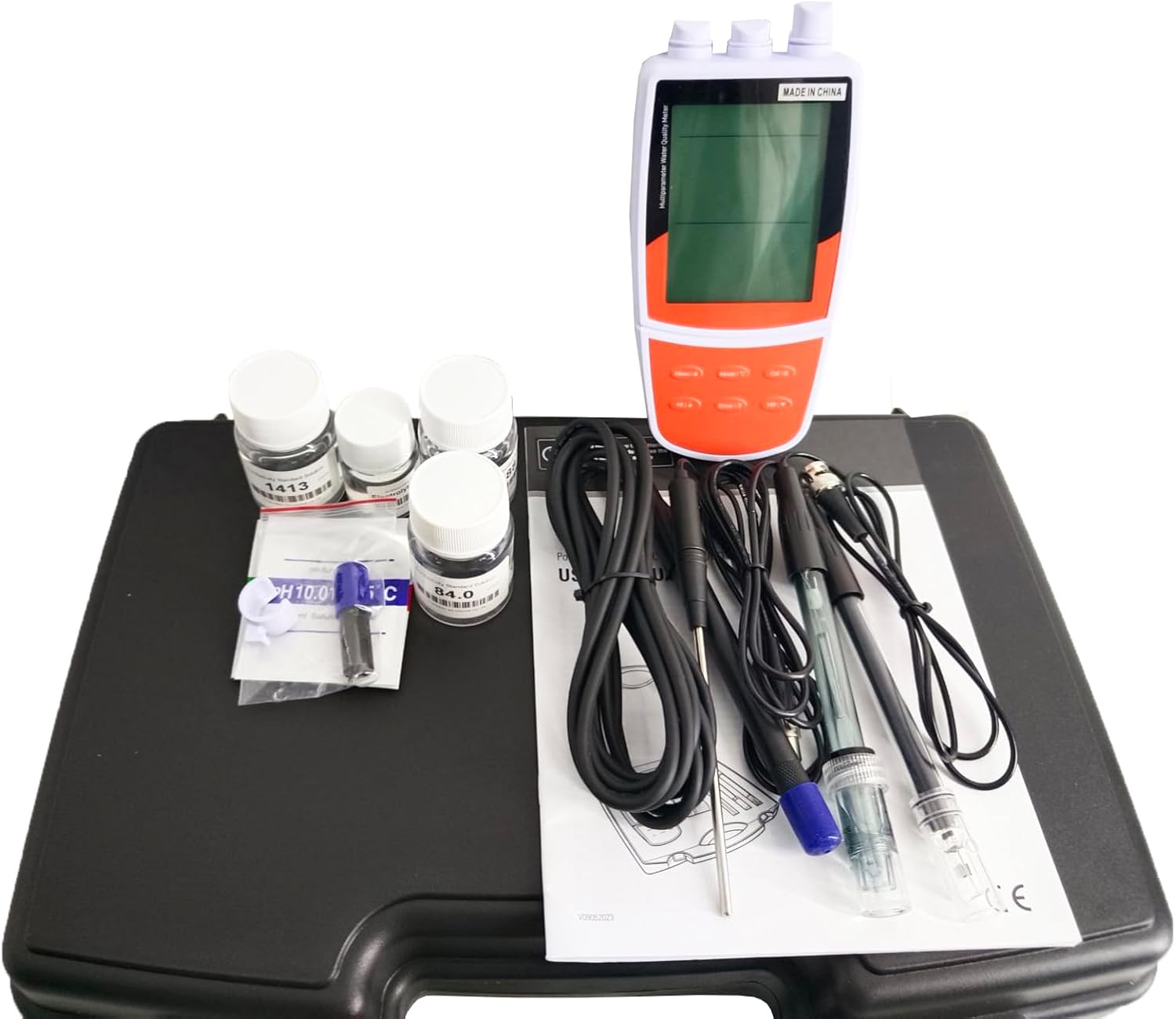 Multi Parameter Water Quality Analyzer with Calibration Fluid Range -2.000 to 20.000 Range -1999.9 to 1999.9 mV for Measuring pH Conductivity Dissolved Oxygen ORP TDS Salinity