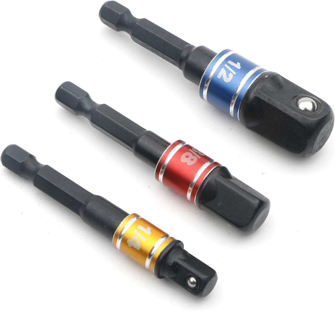 3 Pcs Impact Grade Socket Adapter Set Drill Bit Adapter Set Power Hand Tools Nut Driver 1/4 Inch 3/8 Inch 1/2 Inch, 33-Piece Security Bit Set with Magnetic Extension Bit Holder