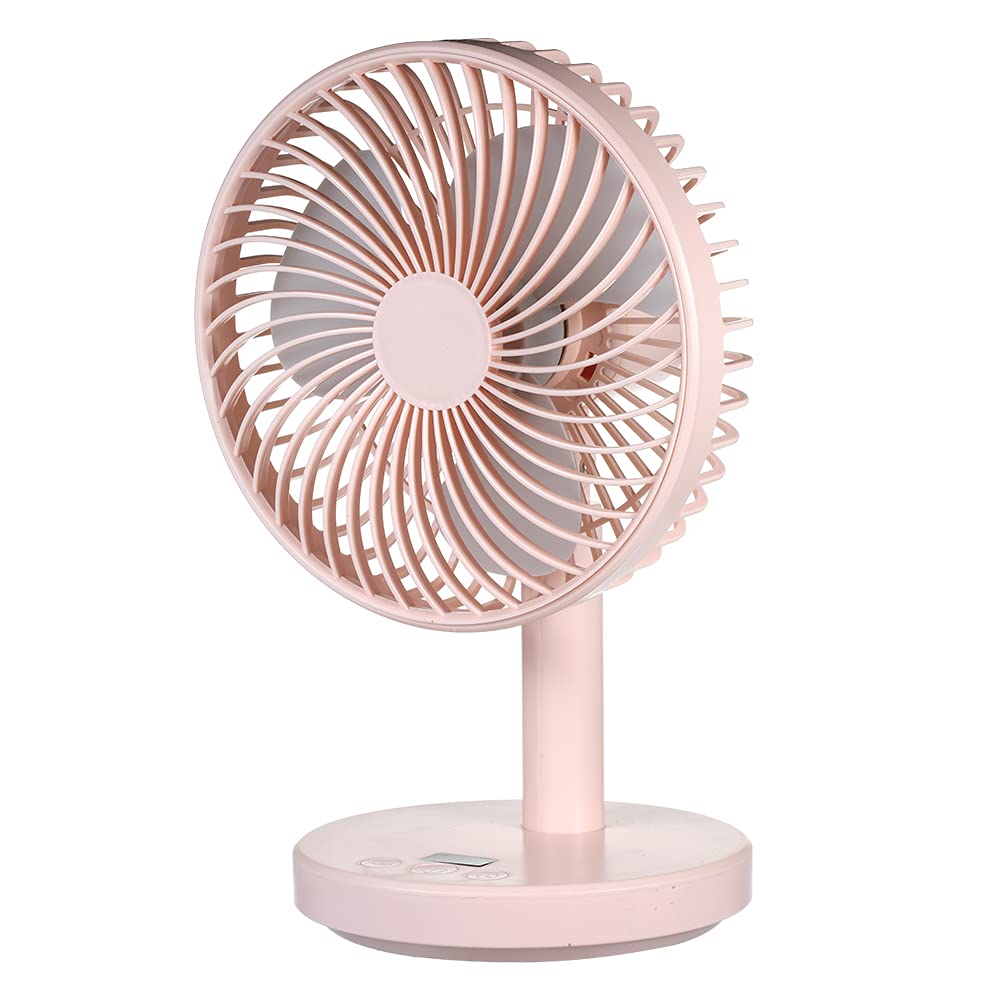 Digital Display Small Desk Fan Four-gear Wind Super Quiet Intelligent Three-gear Timing LED Digital Display 60°Adjustment Pink