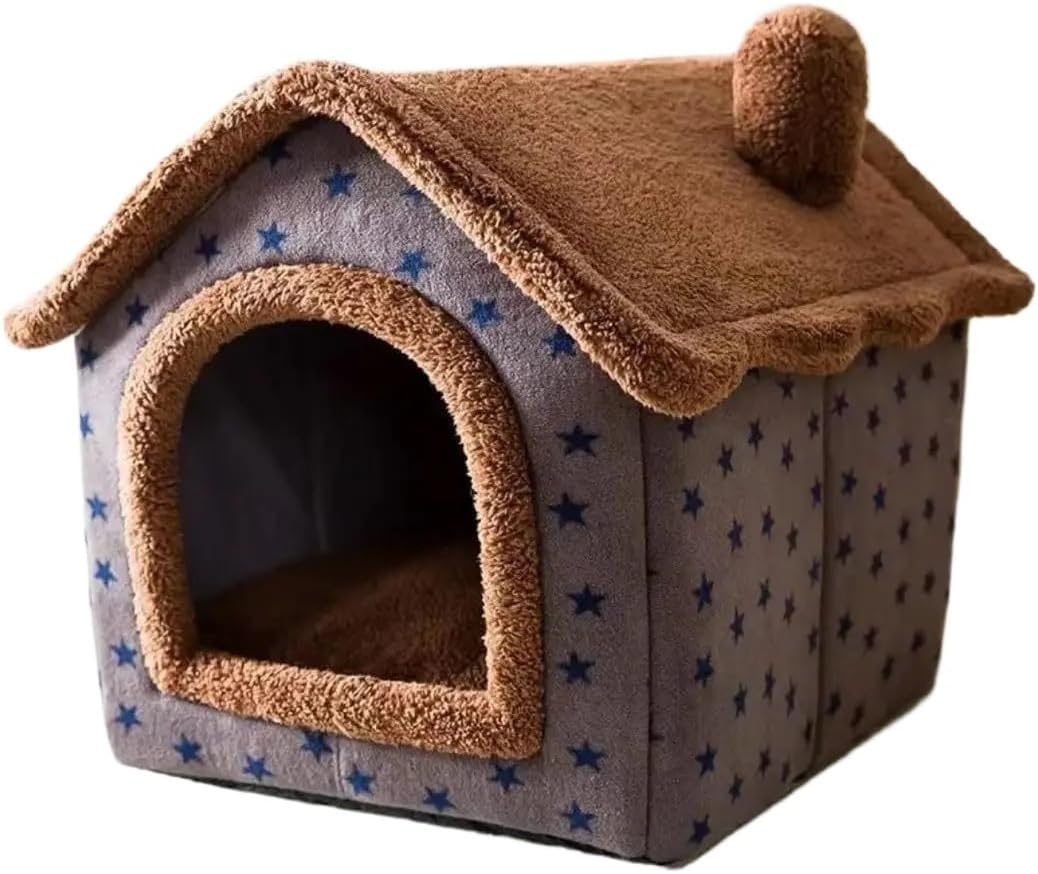 CHRISK Folding Dog House Winter Fully Enclosed Warm Cat Sleeping Bed Can Be Removed and Washed Super Soft Portable Pet Dog House(Light Pink,S(Within 3.5kg))