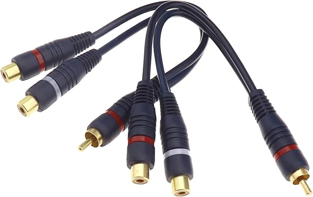 ENET 2 Pack Of 20cm 1 RCA Male to 2 Phono Female Splitter Y Adapter Digital Audio Lead