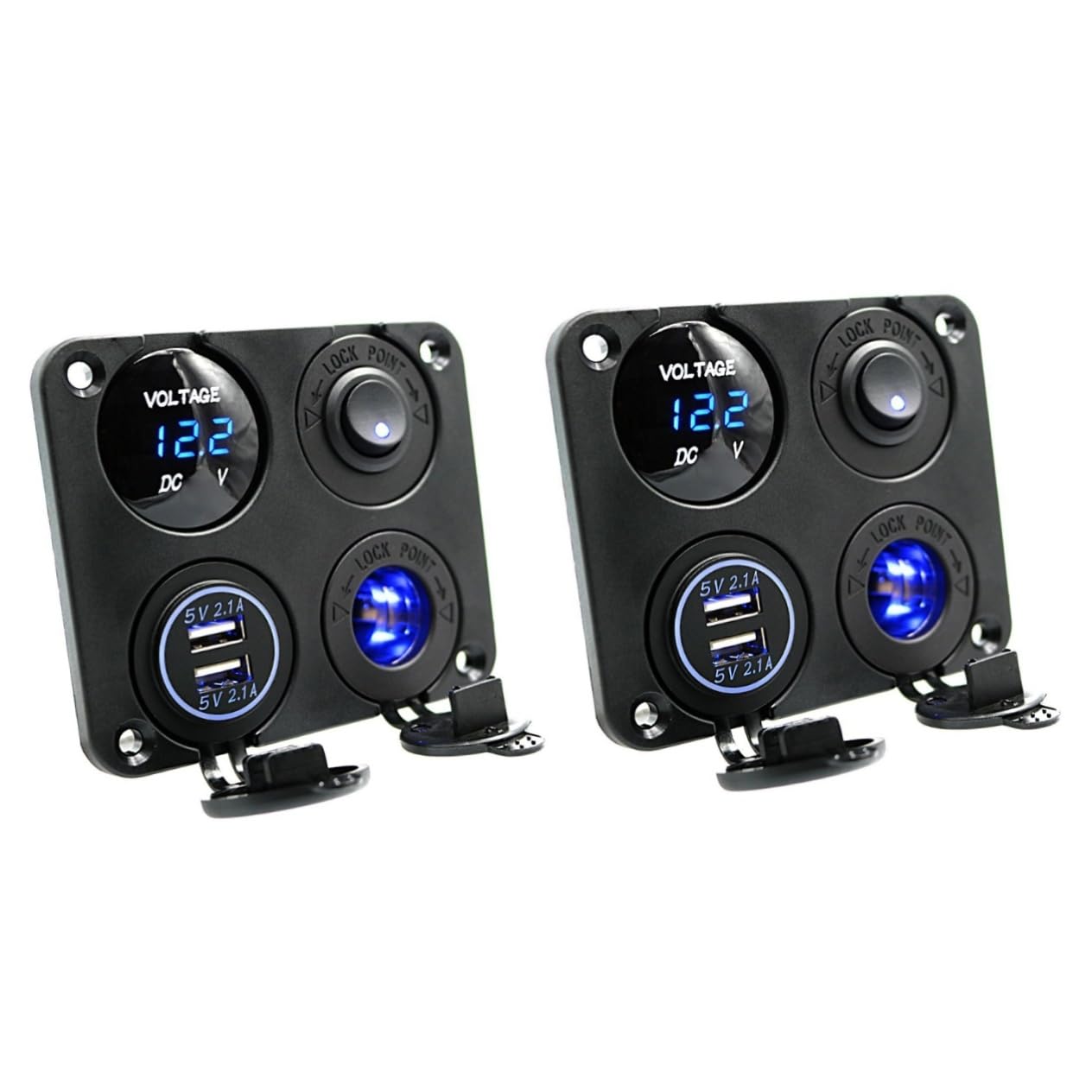 Hemobllo 2 Pezzi 4 1 Caricabatterie con Doppia Presa Usb Voltmetro a Led 12- V Caricabatterie Universale per Auto E Barca 2.1 a Presa Voltmetro Usb per Camper