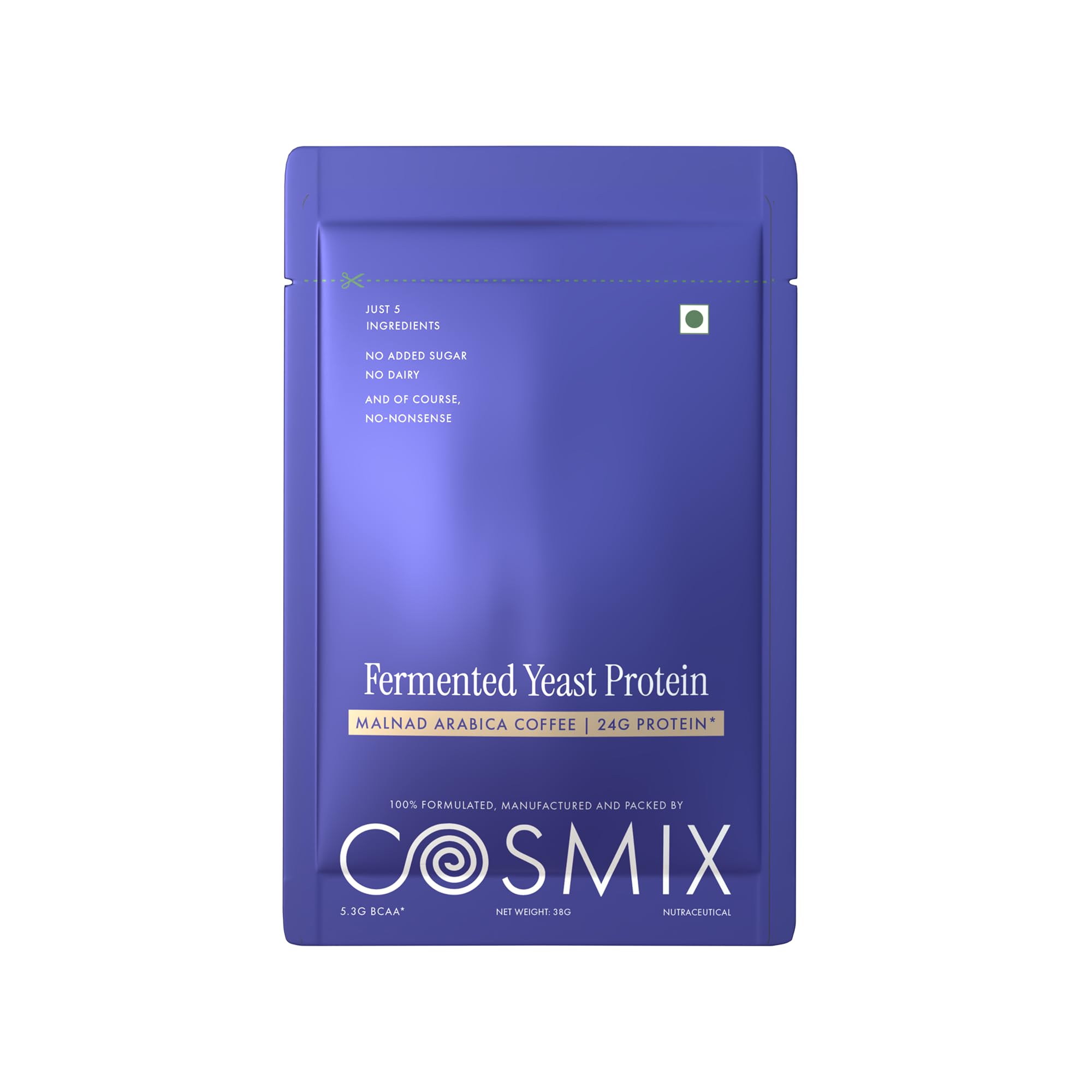 Cosmix Fermented Yeast Protein Powder | 24g Protein | Made with Real Peanut Butter | High Absorption with PDCAAS of 1 | Made In-House | Smooth, Tasty & Gut-Friendly | Peanut Butter Fudge, 38g Sachet — Amazon image 11