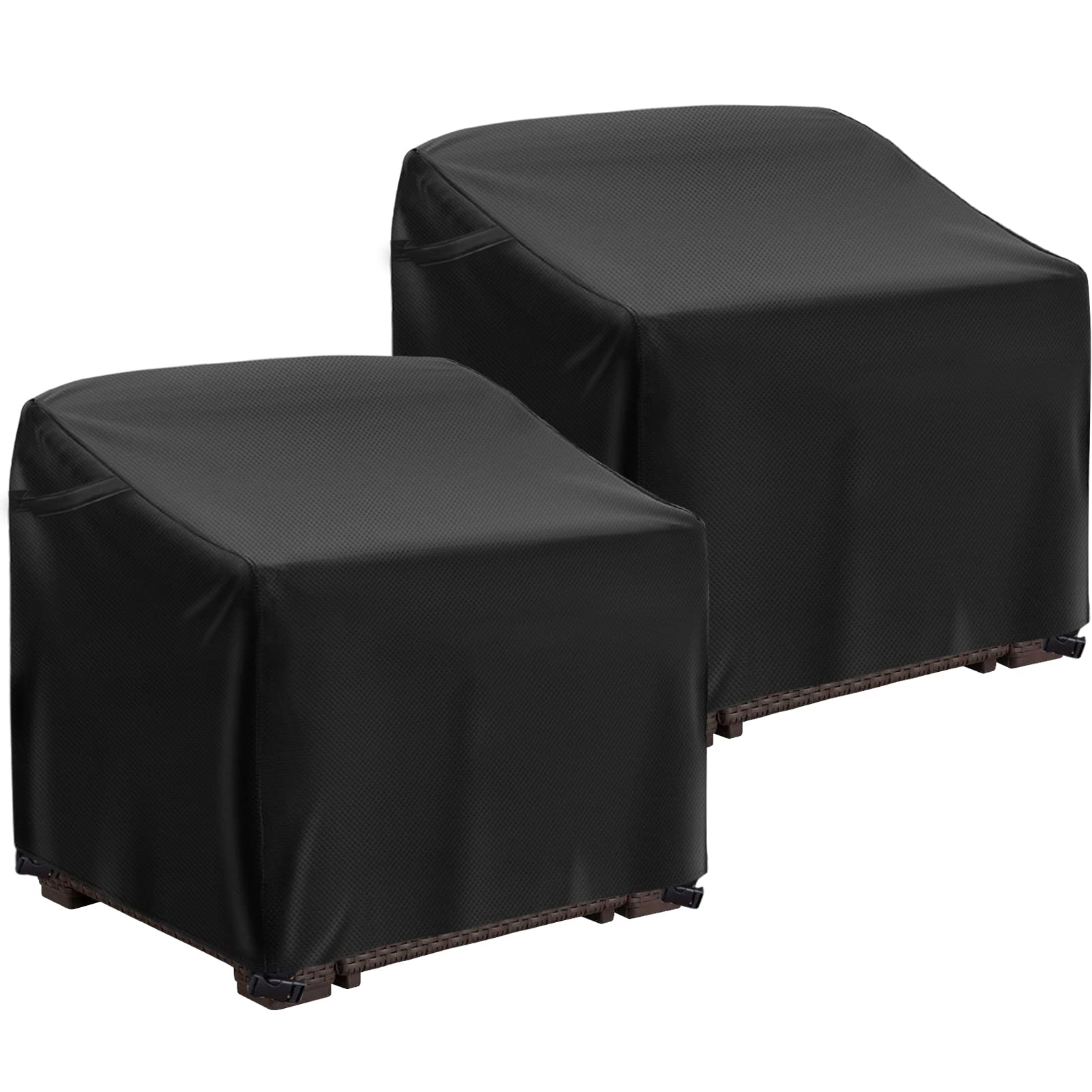 EGIS Patio Chair Covers for Outdoor Furniture Waterproof 2 Pack, Lawn Chair Covers 600D Heavy Duty Oxford Cloth, Large Covers for Lounge Lawn Deep Seat Black 35" W x 38" D x 31" H