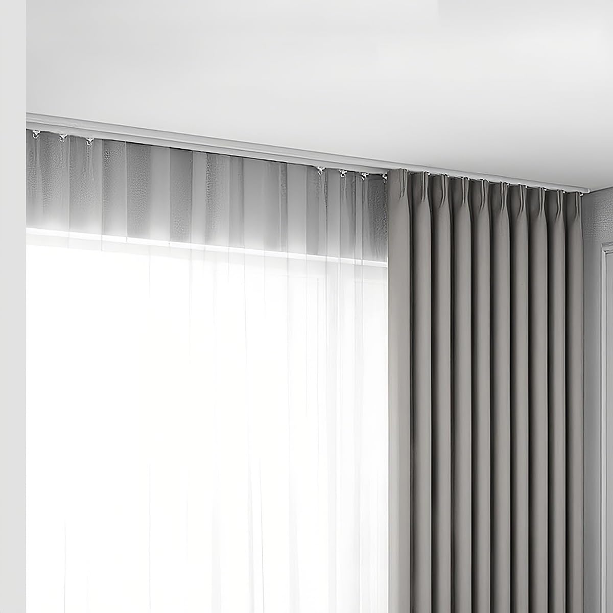 Ultra cienki zestaw szyn do zasłon, aluminiowy karnisz, montowany na suficie, system dzielenia pokoju, łatwy montaż, szampański 85 cm