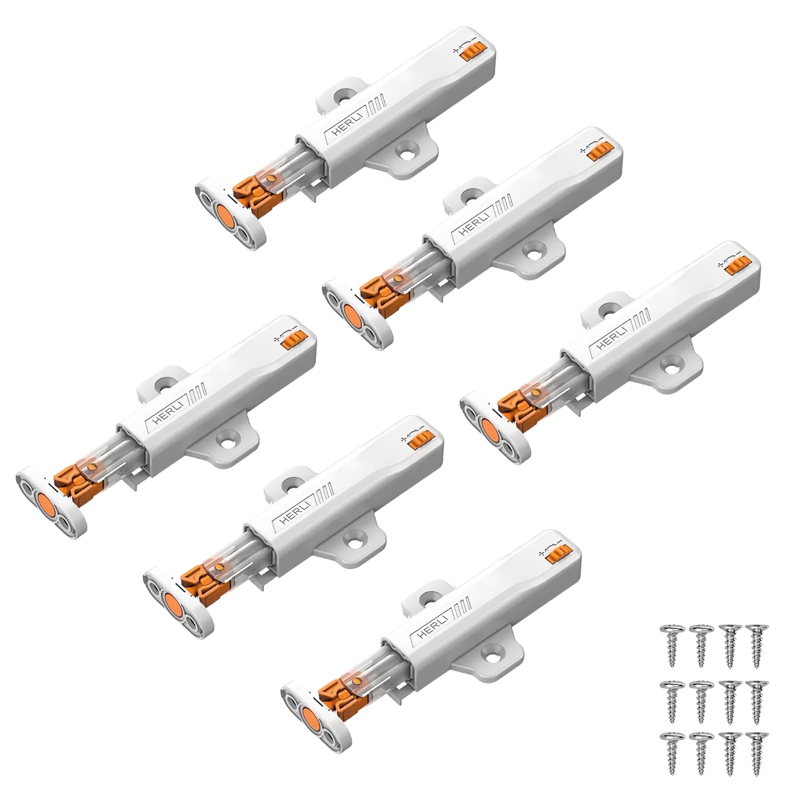 6 PCS Push to Open Door Catches, Heavy Duty Spring Release Pushs Latch, Self-Closing Cabinet Latch, Snap Roller Door Catch Touch Push Opener for Cupboard Drawer Closet Closing Wardrobe Closure (White)