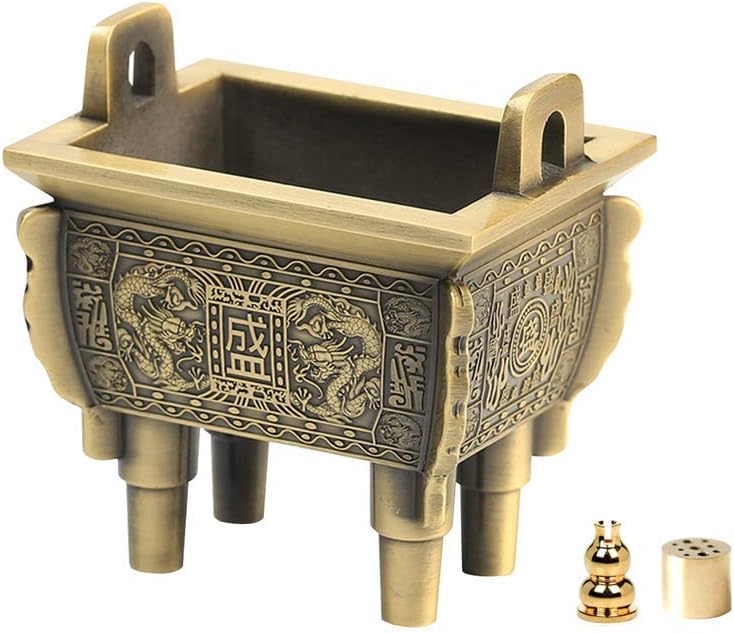 Incense Burner Holder, Vintage Ding Incense Stick Burner, Tower Incense Holder, Coil Incense Burner, SMALL Size for Cone, Tower Incense, 2H Coil Incense, Short Stick Incense, Home Ornaments (Bronze)