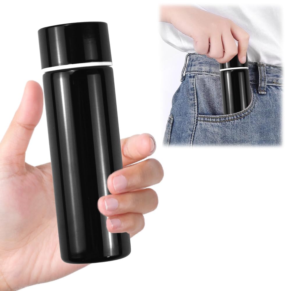 Mug Isotherme Mini 150ml - Acier Inoxydable - Noir - Portable Pour Sport, Voyage - Couvercle Étanche