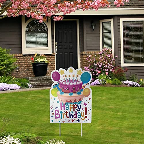 1 Pcs Happy Birthday Yard Sign Happy Birthday Party Yard Sign Colorful Birthday Garden Yard Signs With Stakes Kids Birthday Outdoor Lawn Decoration For Boys And Girls，16Inchx12Inch Rainproof Plastic #TOP4
