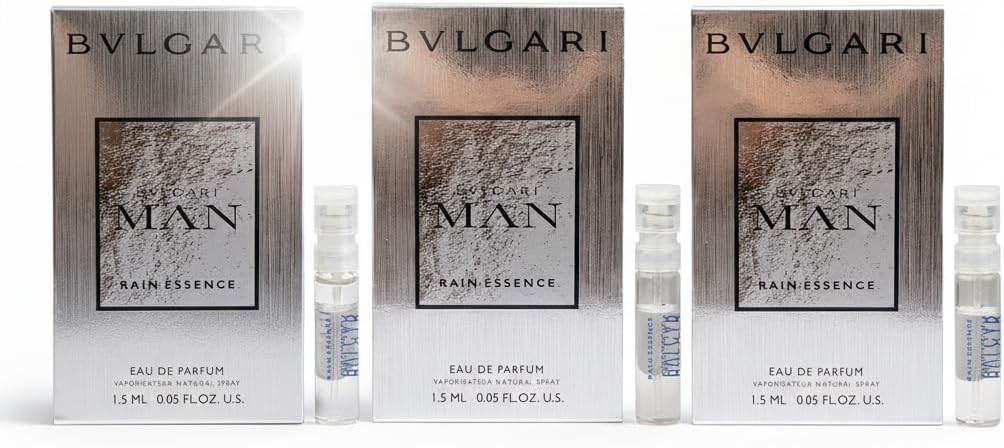 Bvlgari Man Rain Essence EDP Lot of 3 Mini Spray Sample Vials Each 0.05 fl oz/1.5 ml Each