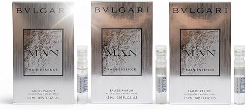 BVLGARI Man Rain Essence EDP Lote de 3 mini frascos de muestra de aerosol cada uno 0.05 fl oz0.1 fl oz cada uno
