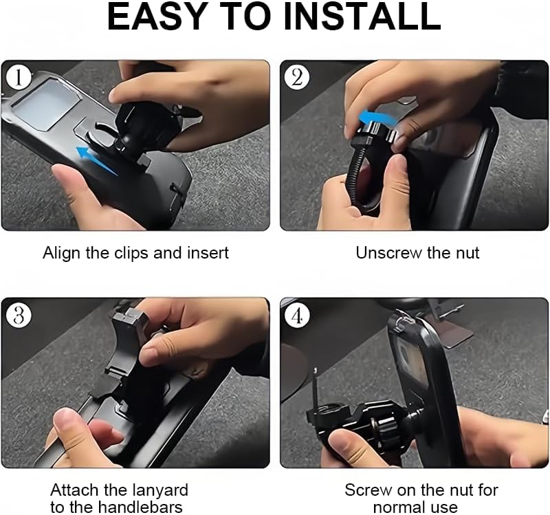 Miniatura 7 de Soporte para teléfono de bicicleta, soporte de teléfono de motocicleta de rotación 360, compatible con pantalla táctil, no obstruye la cámara,