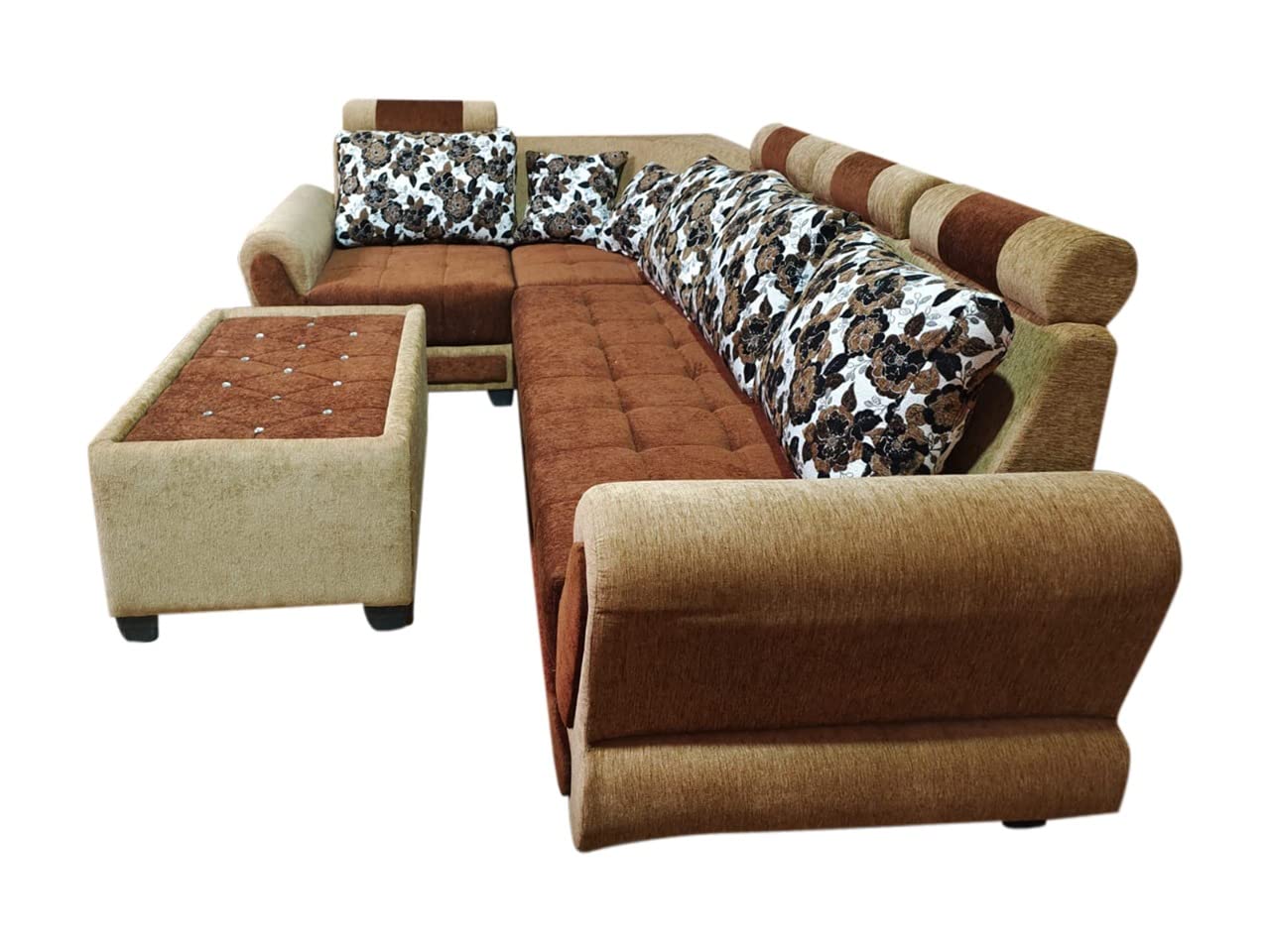 Premium Design L Shape Sofa Set with Centre Table for Home and Office (Brown)-image-5