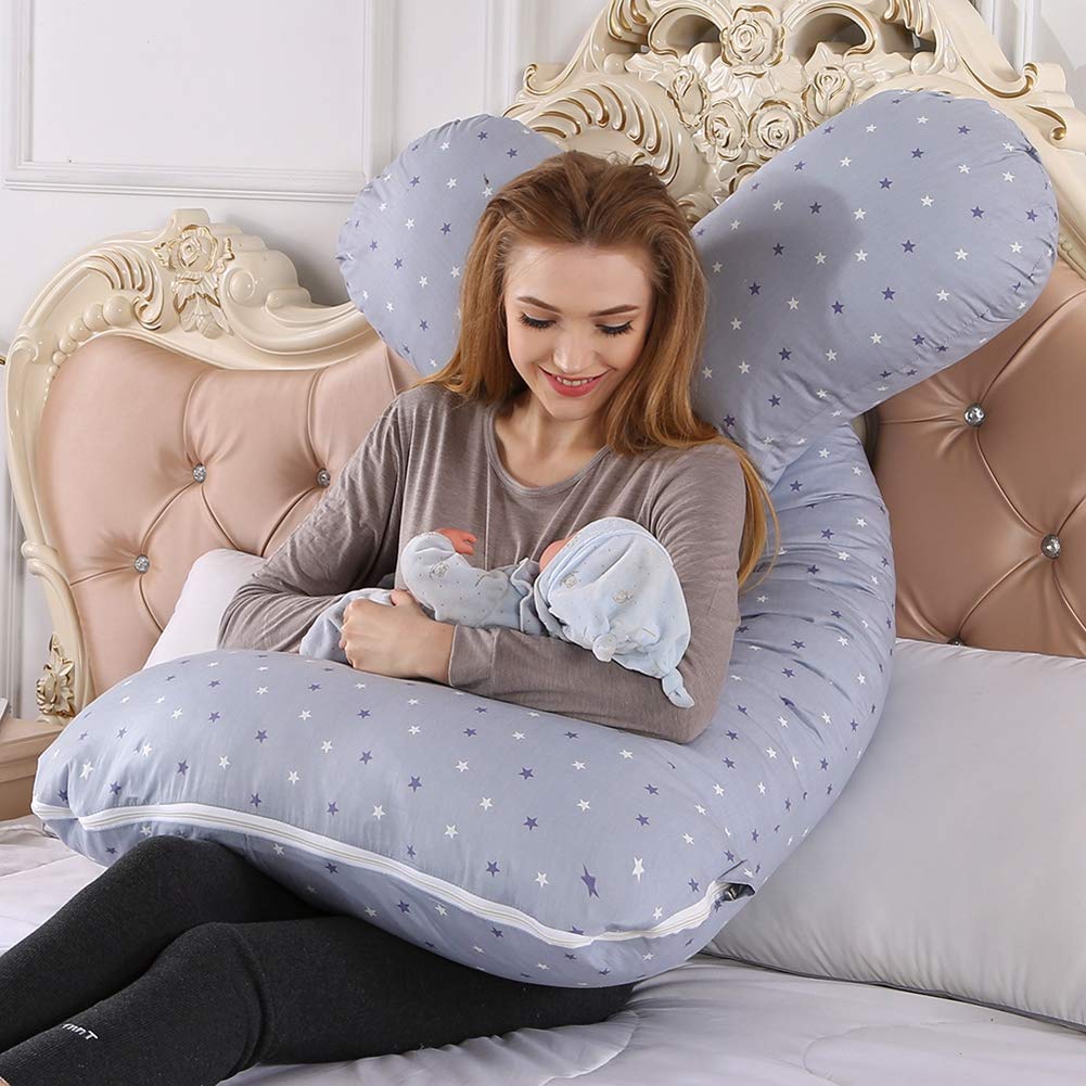 Cuscino a Forma di U Morbido Corpo Completo Cuscino per Gravidanza Allattamento Cuscino Maternità Ergonomico Comfort Cuscino Regolabile,130x70cm,Come immagine2