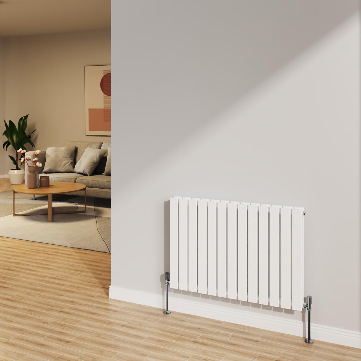 NRG 600x884mm Gloss White Radiator Horizontal Flat Panel Bathroom Designer Double Rad Central Heating
