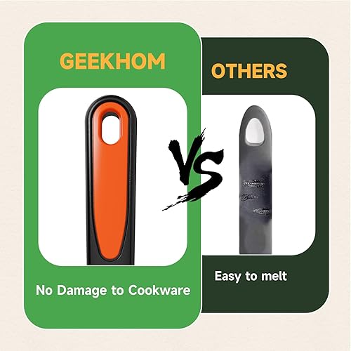 Miniatura 4 de GEEKHOM - Juego de 4 espátulas de silicona resistentes al calor de 600 F para utensilios de cocina antiadherentes, extra grandes, flexibles, sin