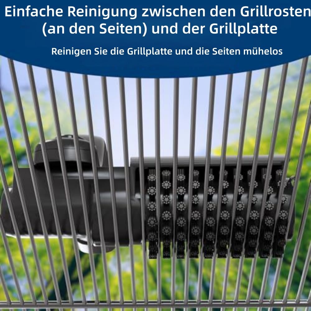 Vyrelo Grillmaster Pro Elektrische Grillbürste mit 3 Reinigungsstufen, 180° verstellbarem Bürstenkopf, kraftvoll, kabellos, wiederaufladbar, für alle Grilltypen