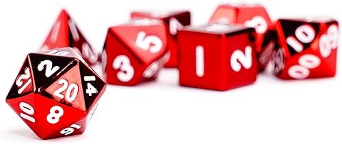 Miniatura 9 de FanRoll - Juego de dados poliédricos de metal de 0.630 in, color rojo, juego de rol para Calabozos y Dragones