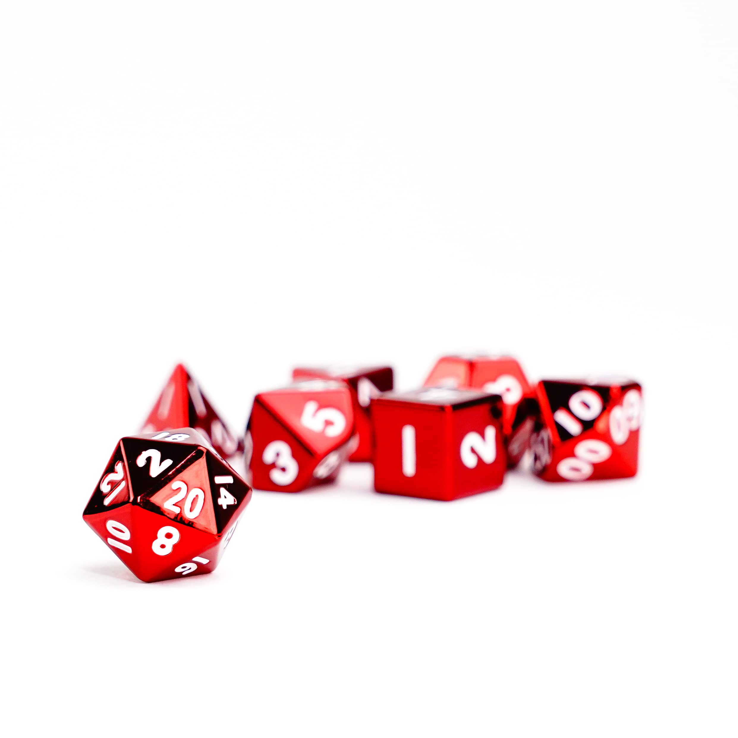 Metal Dice: 16mm Painted Polyhedral Dice Set of 7 - Red