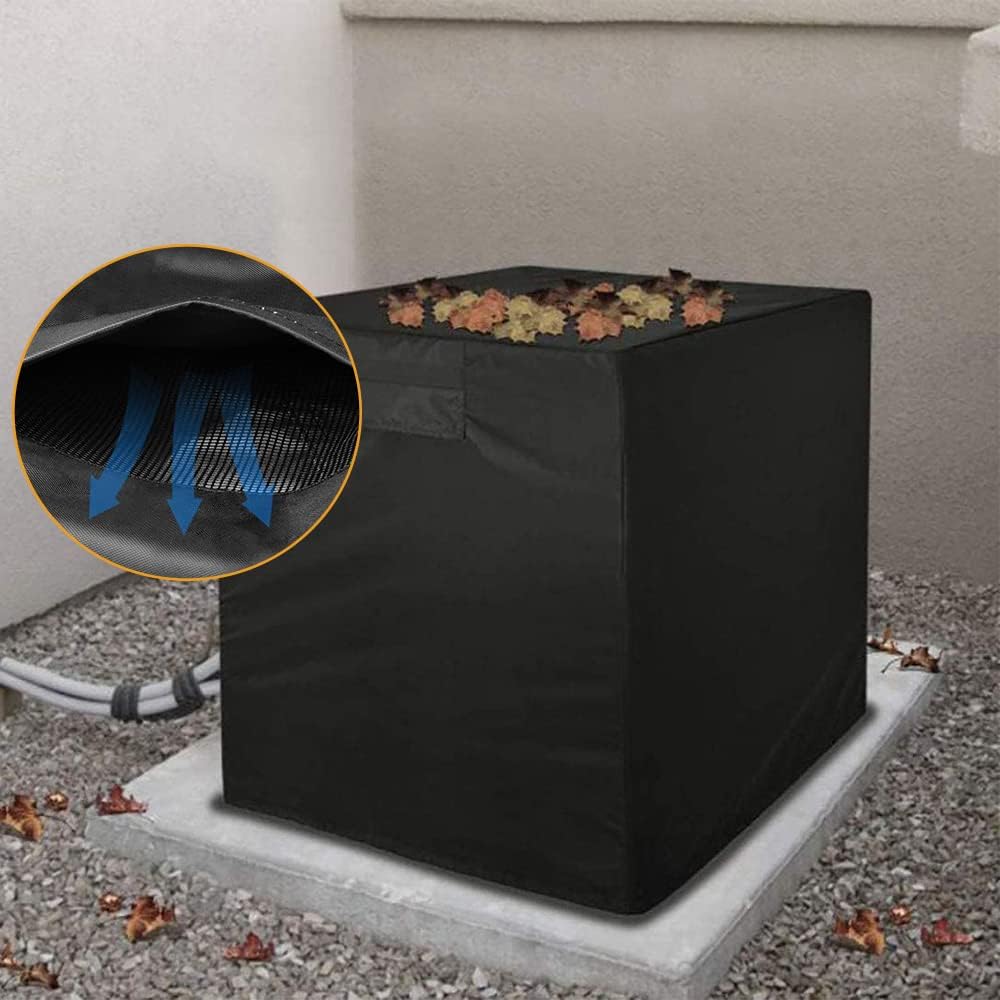 Square Air Conditioner Cover for Outdoor Units, Patio Heavy Duty Central Air Conditioner Covers Waterproof DustProof Full Protection Furniture AC Cover with Storage Bag (38x38x40in)