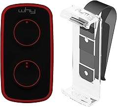 WHY EVO MINI Multi-Frequency Rolling Code Remote Control 280 to 868 MHz with Visor Clip, Programmable Self-Learning Gate Opener, Wide Range Remote Control with 4 Buttons, Vulcan Red