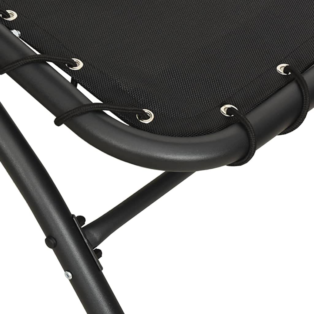 Chaise longue avec auvent noir 167x80x195 cm tissu et acier