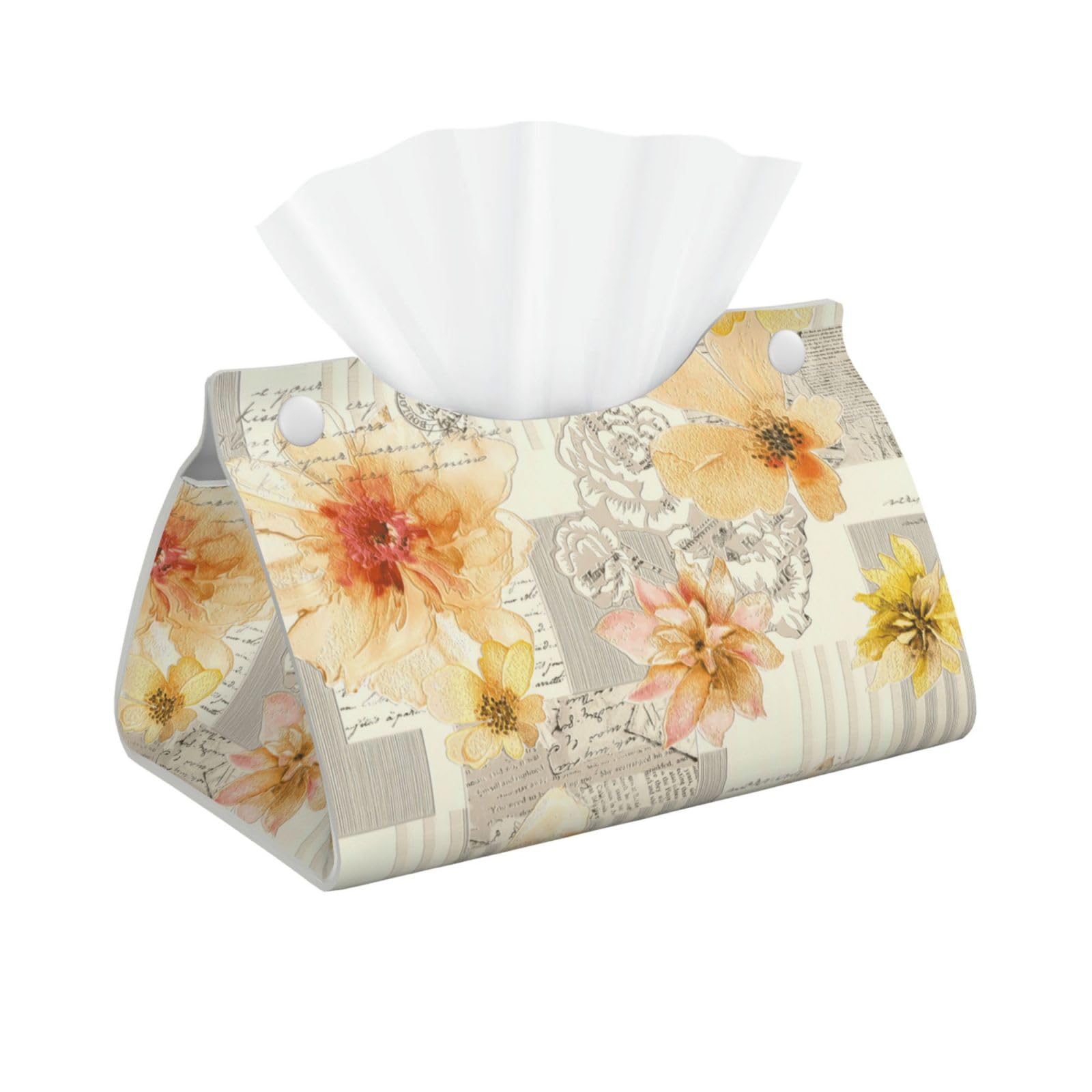 Light Yellow Flower Print Long Tissue Box Cover Tissue Dispenser Box For Living Room, Office, Car, Bathroom