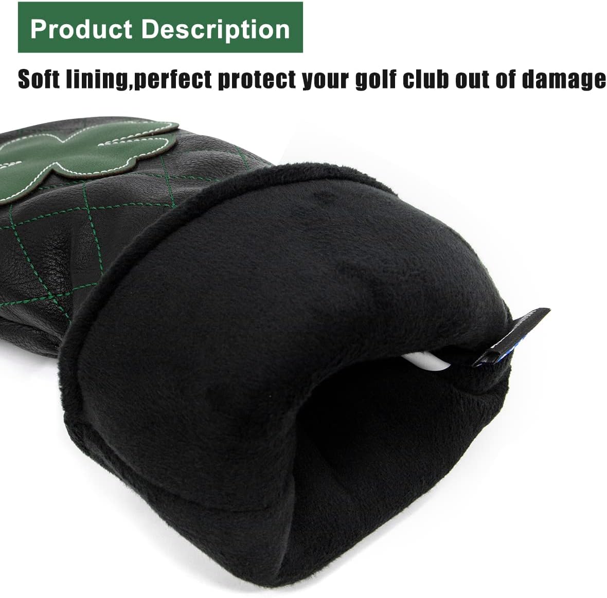 Golf Club Headcover Live Lucky 3 Wood Headcover Magnetic Closure Elegant Embroidery Premium Leather Driver Covers Fairway Wood Covers Hybrid Headcover Shamrock Golf Head Covers