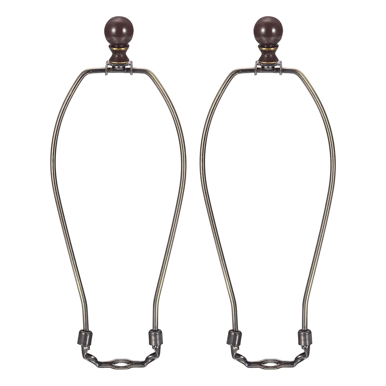 PATIKIL 2 Set 10" Lamp Shade Harp Holder, Heavy Duty Detachable Lampshade Brackets with 1.46" Height Solid Metal Finial Shade Holder for Table and Floor Lamps, Bronze/Brown