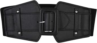 Ayliss Women Wide Elastic Waist Belt Chunky Stretchy Vintage PU Leather Cinch Corset Belt for Dresses Halloween Costume