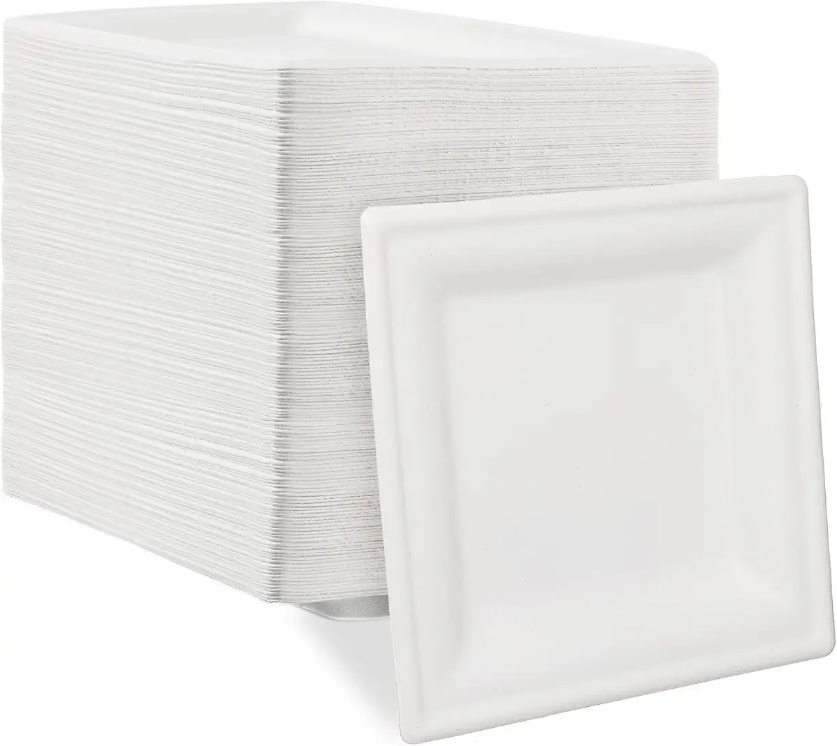 Hotop,200 Pack Square Compostable Disposable Plates Appetizer White Biodegradable Dessert Plate Small Paper Plastic Plate for Wedding Reception Party Dinner Cake Restaurant Supplies (300 Pack, 6 Inch)