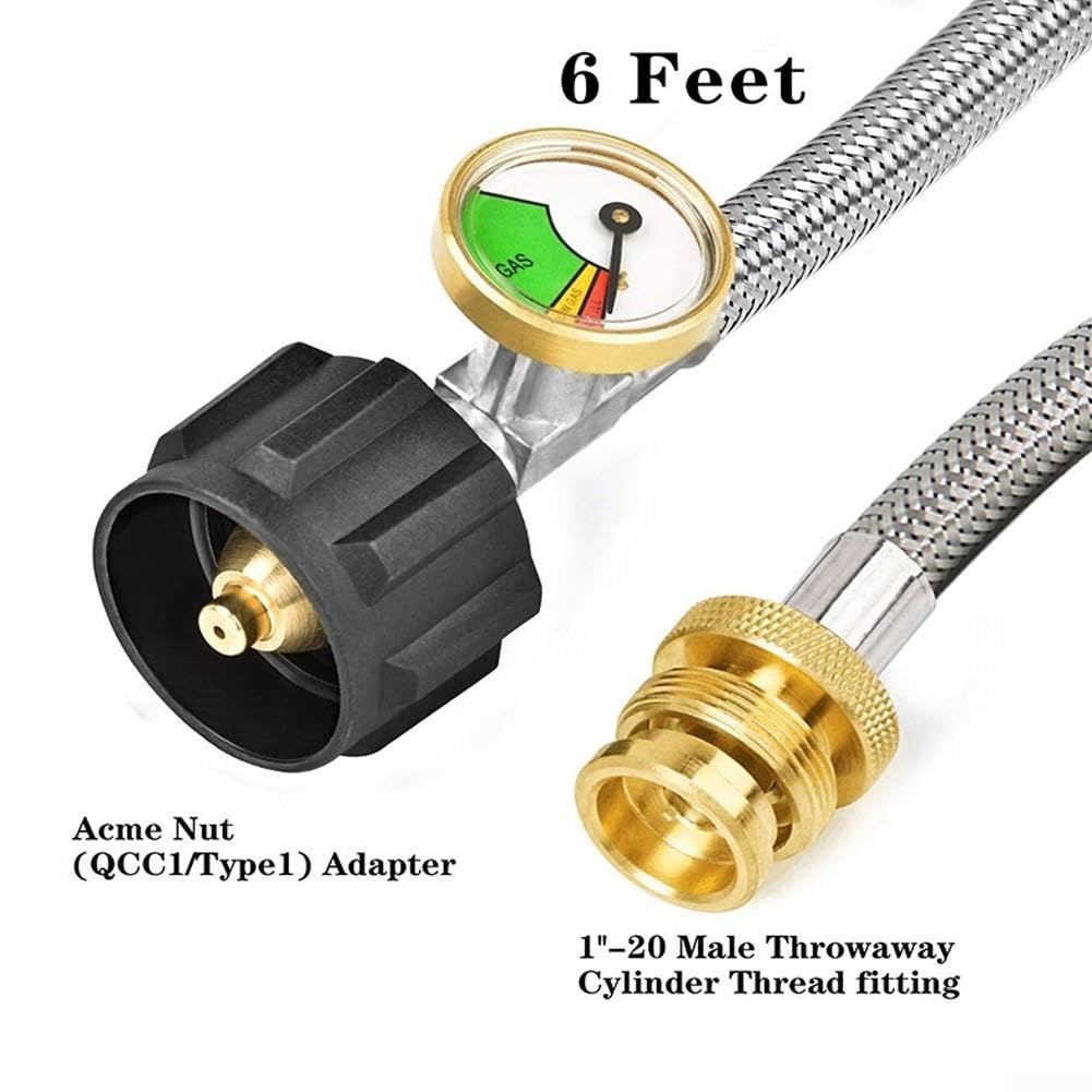Stal szlachetna adapter gazu wąż 6FT wskaźnik ciśnienia